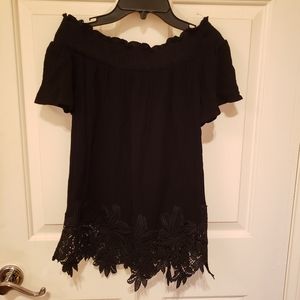 INC Off the Shoulder Lace Trim Blouse size Small